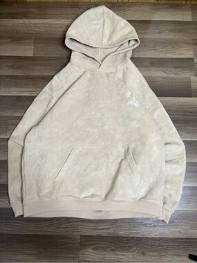 Heavyweight RASS Beige Pullover Hoodie Men's Logo Hooded Sweatshirt Crew Neck XL
